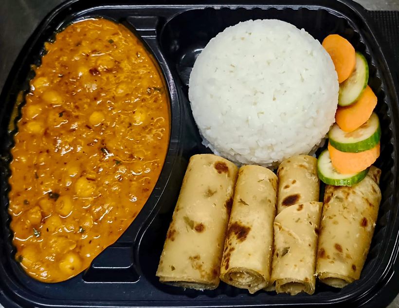 Chickpea masala combo with jasmine rice and chapati