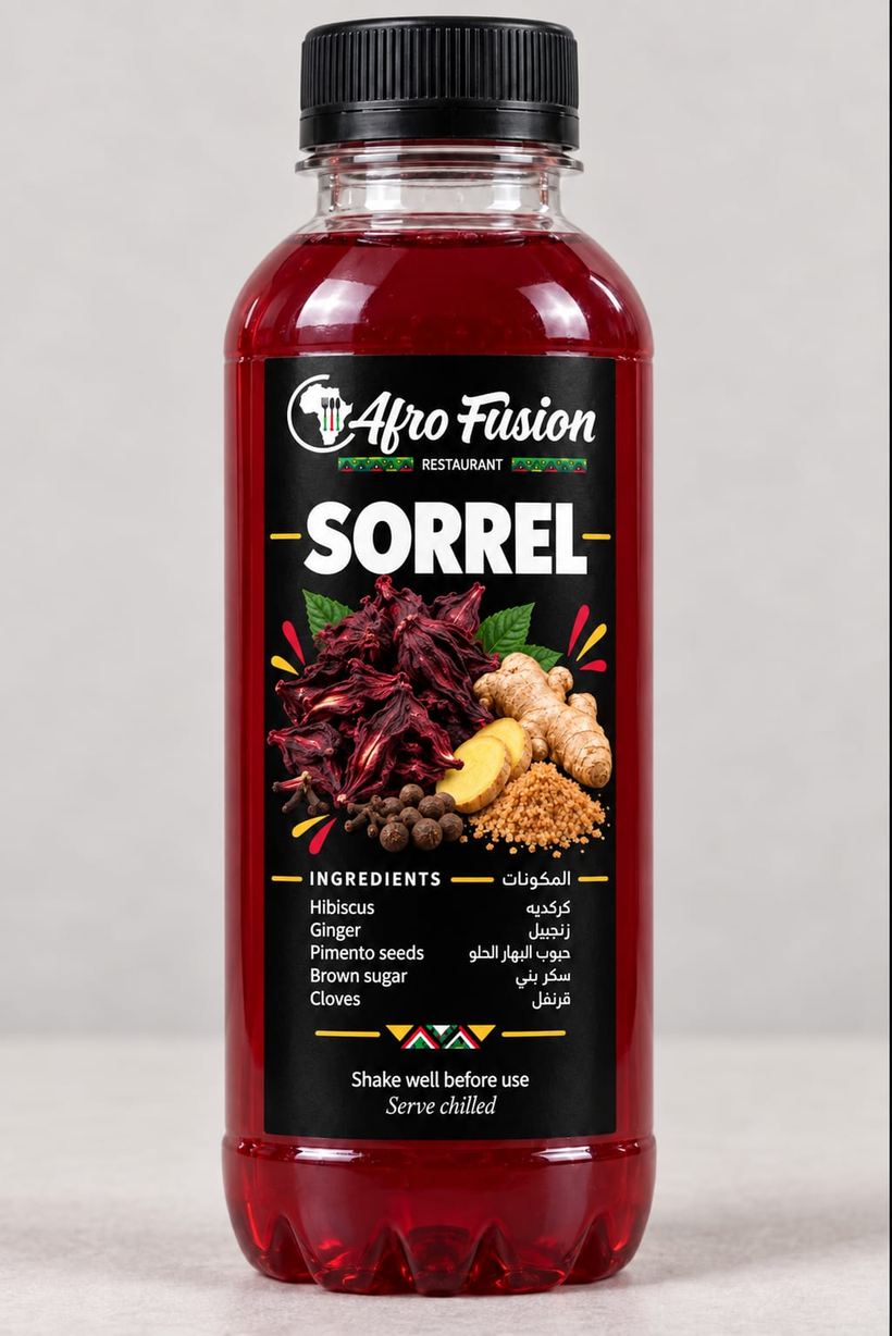 Bottle of Afro Fusion sorrel juice